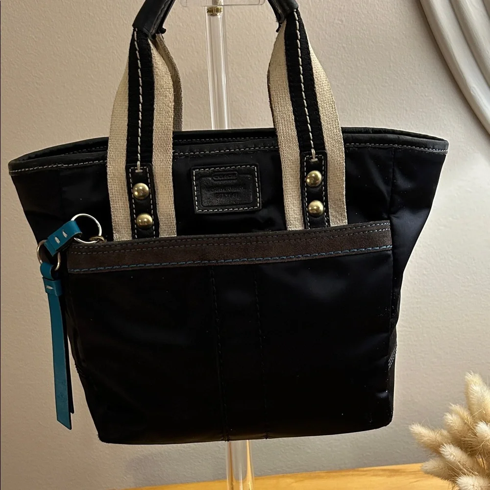 Coach Hampton Black Zip Nylon / Suede Mini Tote
11.5” wide x 8” high - Picture 3 of 16